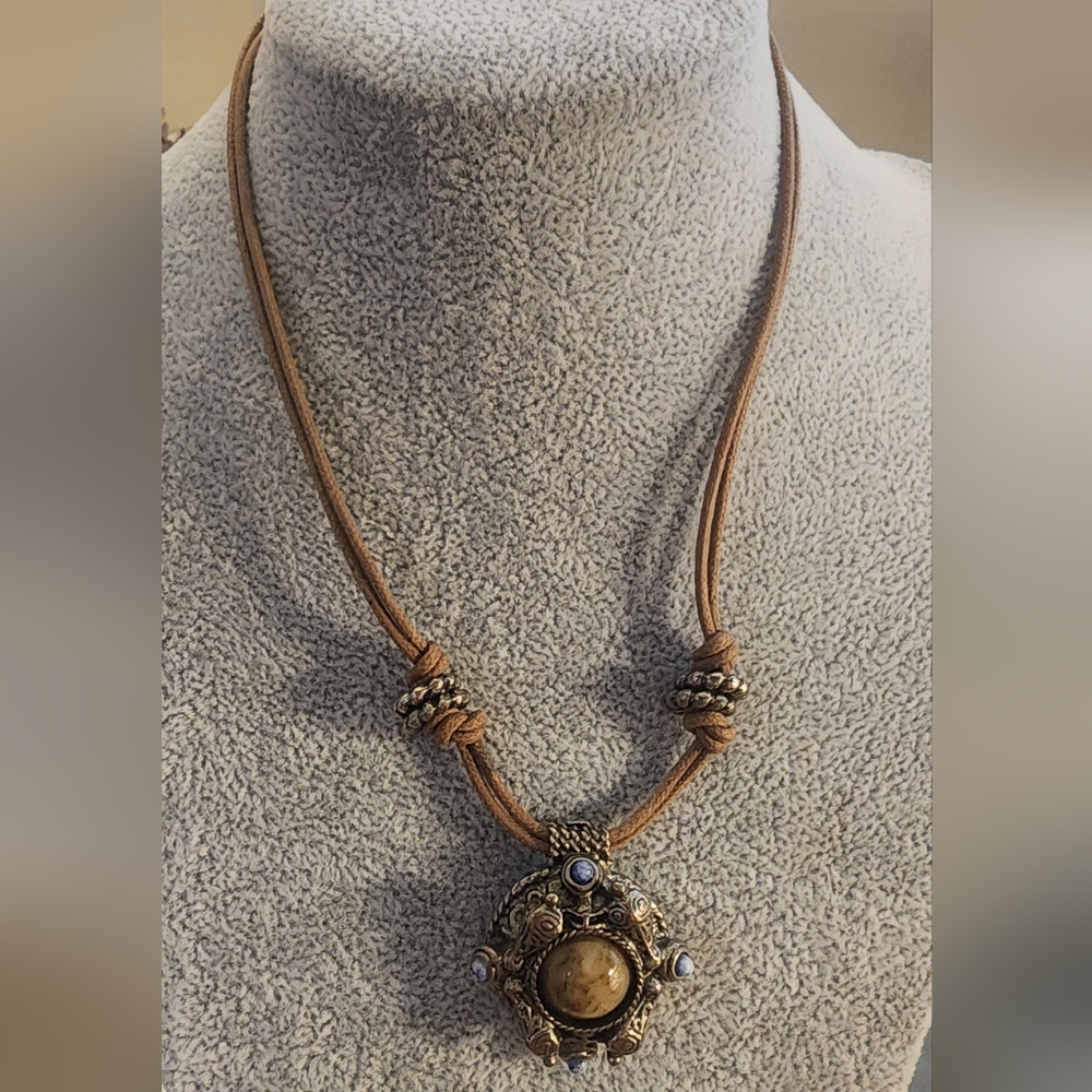The Limited Elegant‎ Gold Tone and Brown Pendant Necklace
